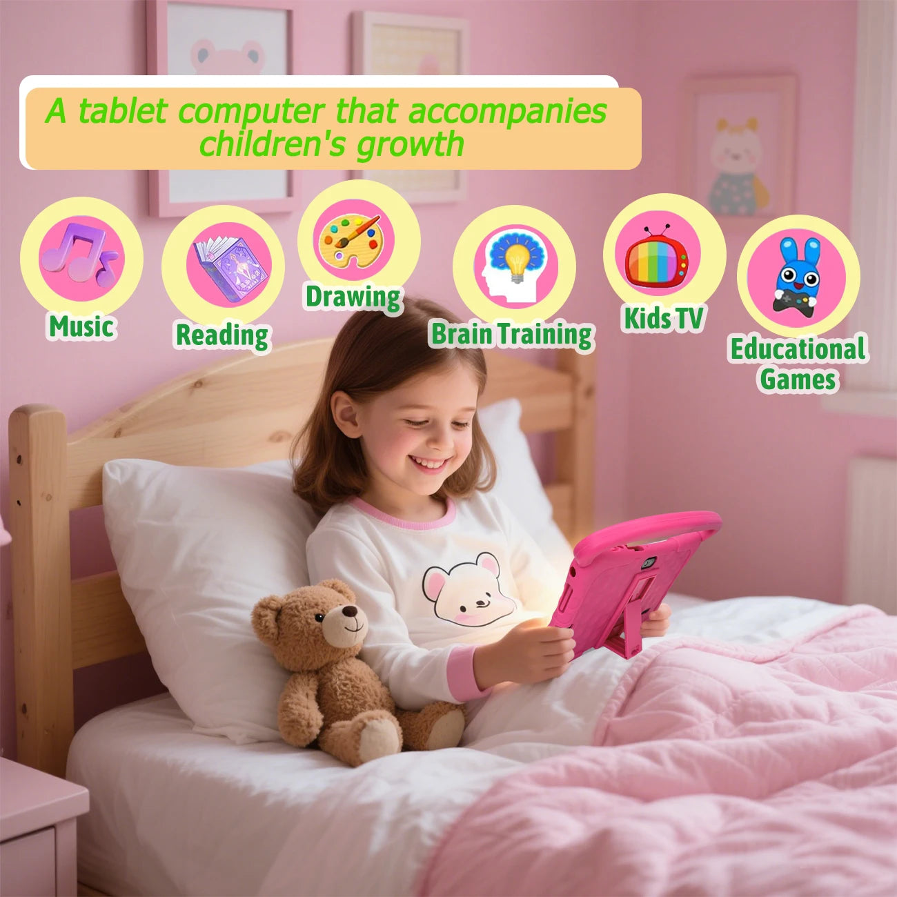 7-inch children's learning tablet parental control WIFI  dual cameras  high-definition screen anti drop  no Adapter