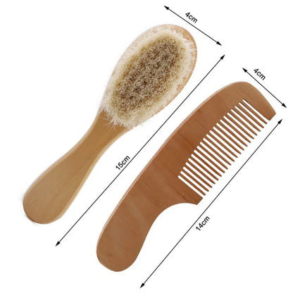 Newborn Baby  Wool Baby Wooden Brush Comb Newborn Hair Brush Infant Head Massager Portable Baby Comb Hair Bath Brush Comb