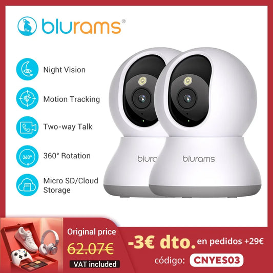2 Pcs Blurams Indoor Security Camera 2K, Home Security Camera for Dog/Elder, Security Camera with One-Touch Call Update A31S-2pc