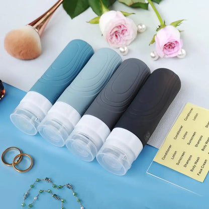 Silicone Travel Bottles Set of 4 Leak Proof 90ml Travel Refillable Bottles for Lotion Shampoo for Toiletries for On-the-go