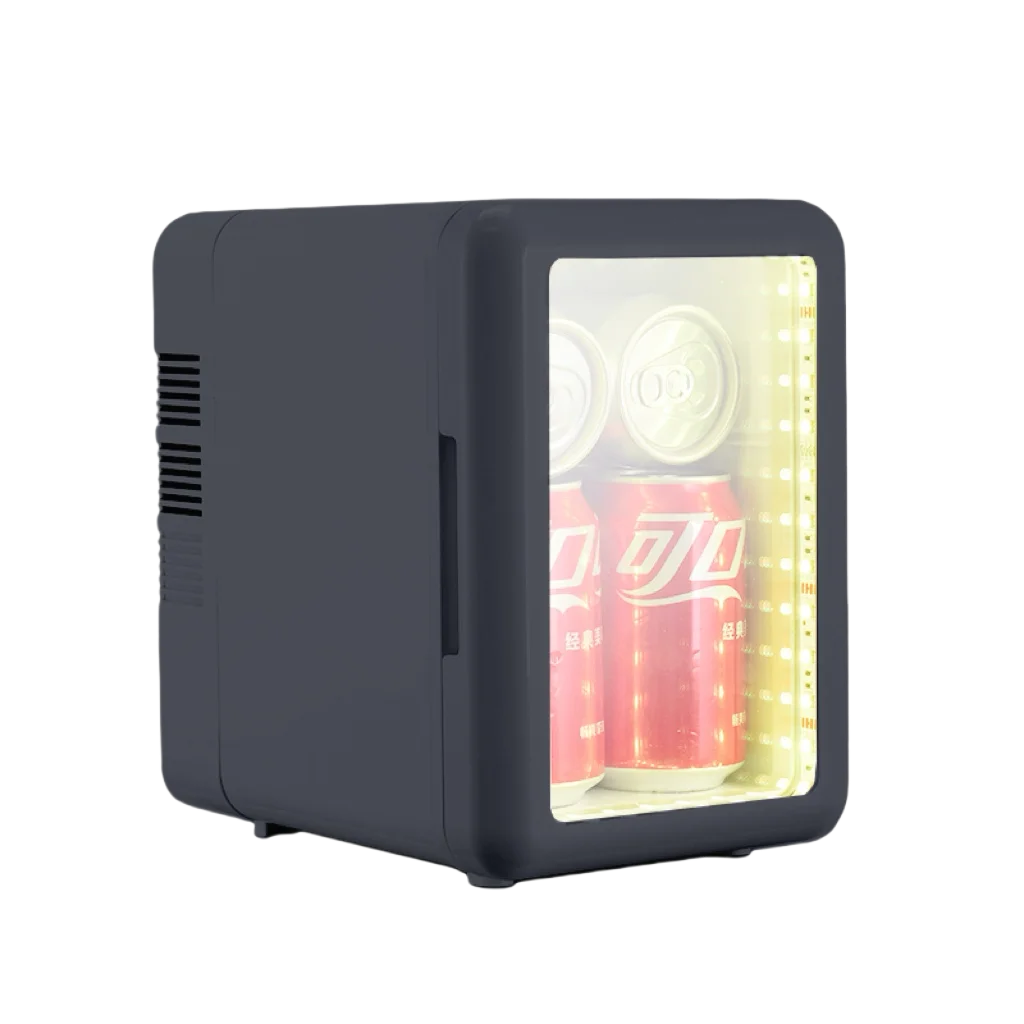 Grey Color Transparent Door Counter Drinks Cooler Freezer Table Top Small Mute Fridge Free Standing 4L Mini Fridge for Room