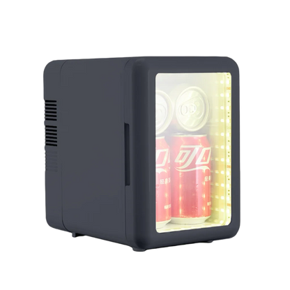 Grey Color Transparent Door Counter Drinks Cooler Freezer Table Top Small Mute Fridge Free Standing 4L Mini Fridge for Room