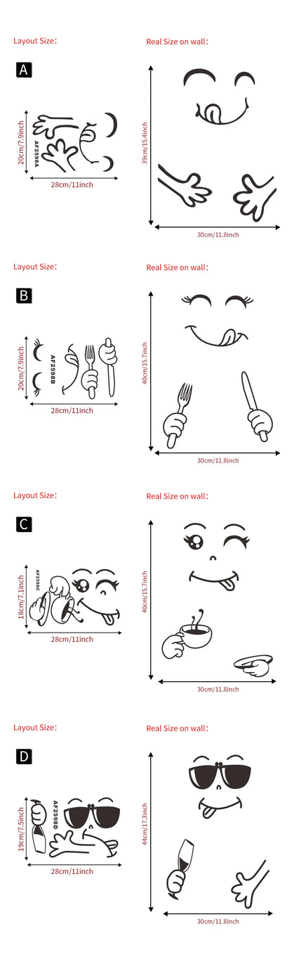 Fridge Cute Stickers Fridge Magnet Fridge Happy Delicious Face Kitchen Fridges Wall Stickers Art Cute Wall Sticker Home Decor