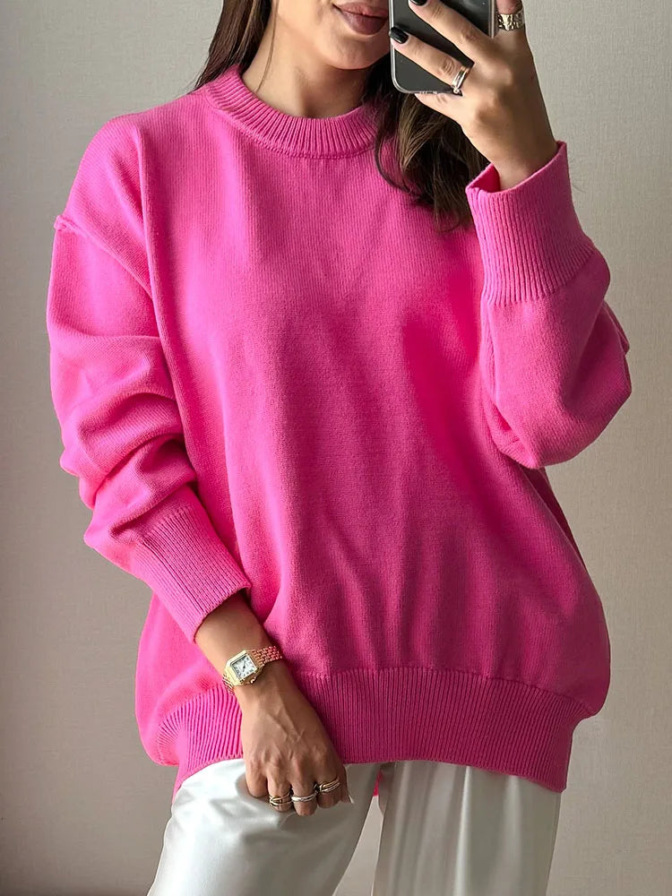 Blue Oversize Sweaters For Women Winter Thick Beige Pullover Woman Autumn Fashion Loose O Neck Ladies Sweaters Jumpers Women