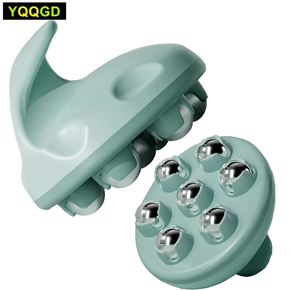 Hand Roller Massager for Cellulite Massage,Deep Tissue Massage Ball for Back,Neck,Foot,Shoulder,with 7 360-degree Metal Roller