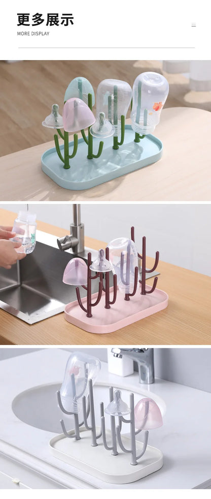 New Bottle Dry Rack Baby Bottle Drain Drying Racks Blue Pink Baby Bottle Cleaning Dryer Drainer Storage Drying Rack