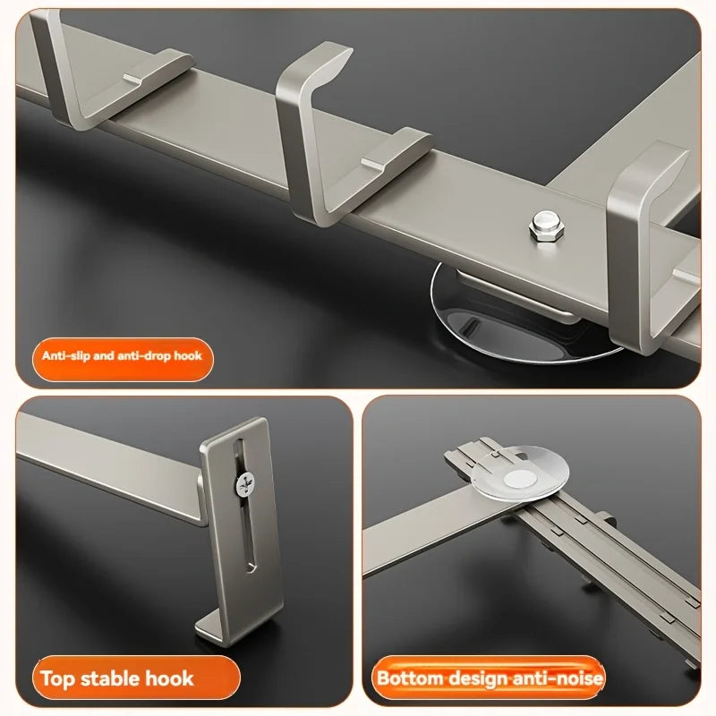 Hooks Over The Door 5/7 Hooks Metal Bathroom Organizer Rack Adjustable Clothes Coat Hat Towel Hanger Movable Holder Door Hang