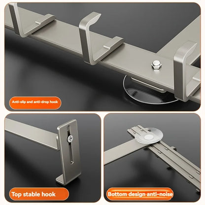 Hooks Over The Door 5/7 Hooks Metal Bathroom Organizer Rack Adjustable Clothes Coat Hat Towel Hanger Movable Holder Door Hang