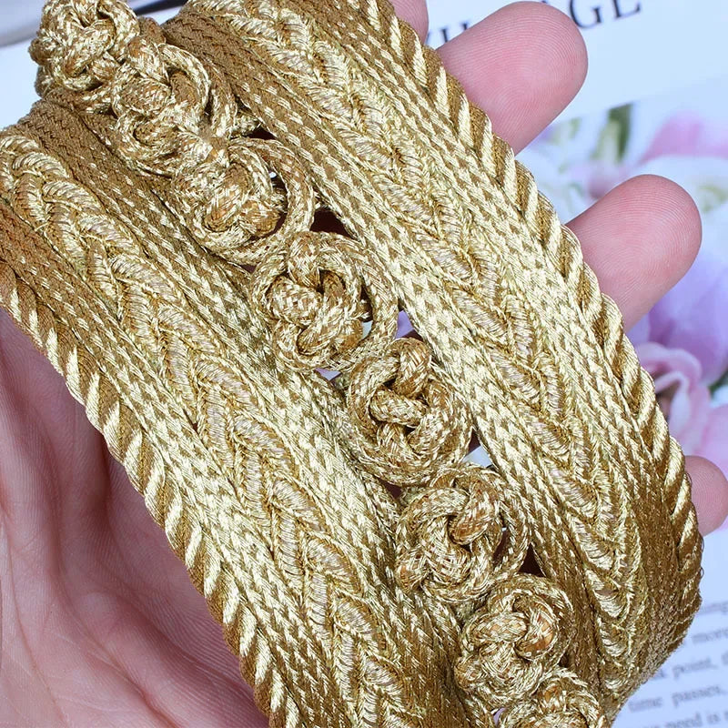 1 Yards Floral Embroidered Lace Ribbon DIY Apparel Sewing Fabric Gold Handmade Crafts Materials