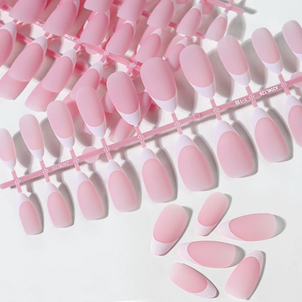 120Pcs Medium Long Square Acrylic French Fake Nails Full Cover Wearable French Press on Nails for Women Mixed Size False Nails