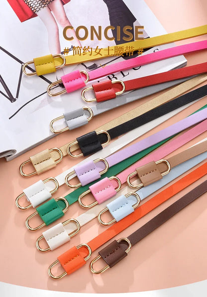Metal Buckle Thin Stretchy Waist Belt Striped Elastic Waistband Elegant Women Girdle Female Belt Fashion Apparel Accessories New