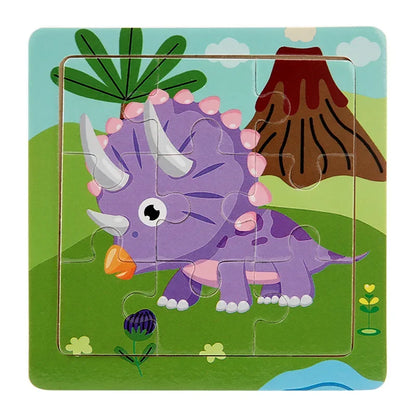 3D Puzzles Cartoon Animals Wooden Montessori Game Kids Cognitive Jigsaw Puzzle Baby Toys Educational Toys for Children Toddler