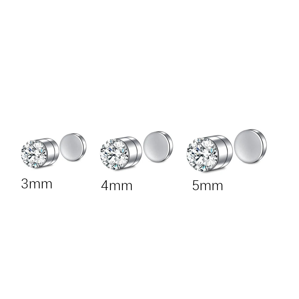 12Pcs/Set Fake Ear Ring Magnetic Studs Faux Non Pierced Ear Ring Ear Cuff No Piercing Magnetic Nose Studs CZ Dia 3/4/5mm