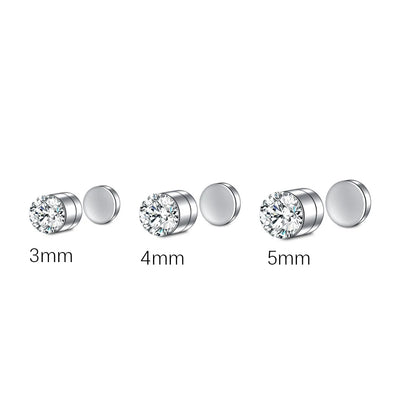 12Pcs/Set Fake Ear Ring Magnetic Studs Faux Non Pierced Ear Ring Ear Cuff No Piercing Magnetic Nose Studs CZ Dia 3/4/5mm