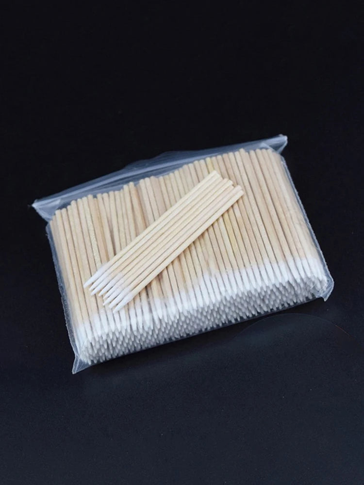 100/300/500pcs Cotton Swabs Wood Colored Pointed Embroidery Cotton Swabs Embroidery Cotton Swabs Beauty Cotton Swabs
