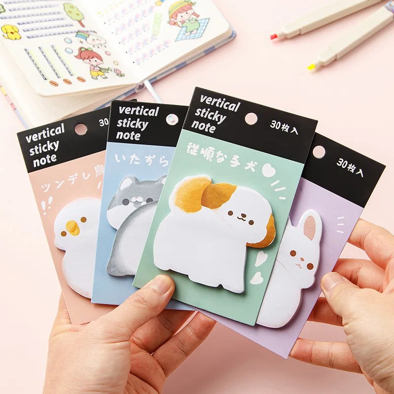 Cute Animal Cartoon Shaped Sticky Notes - Thick Reusable Adhesive Notepads for Students, Creative Fun School & Office Supplies