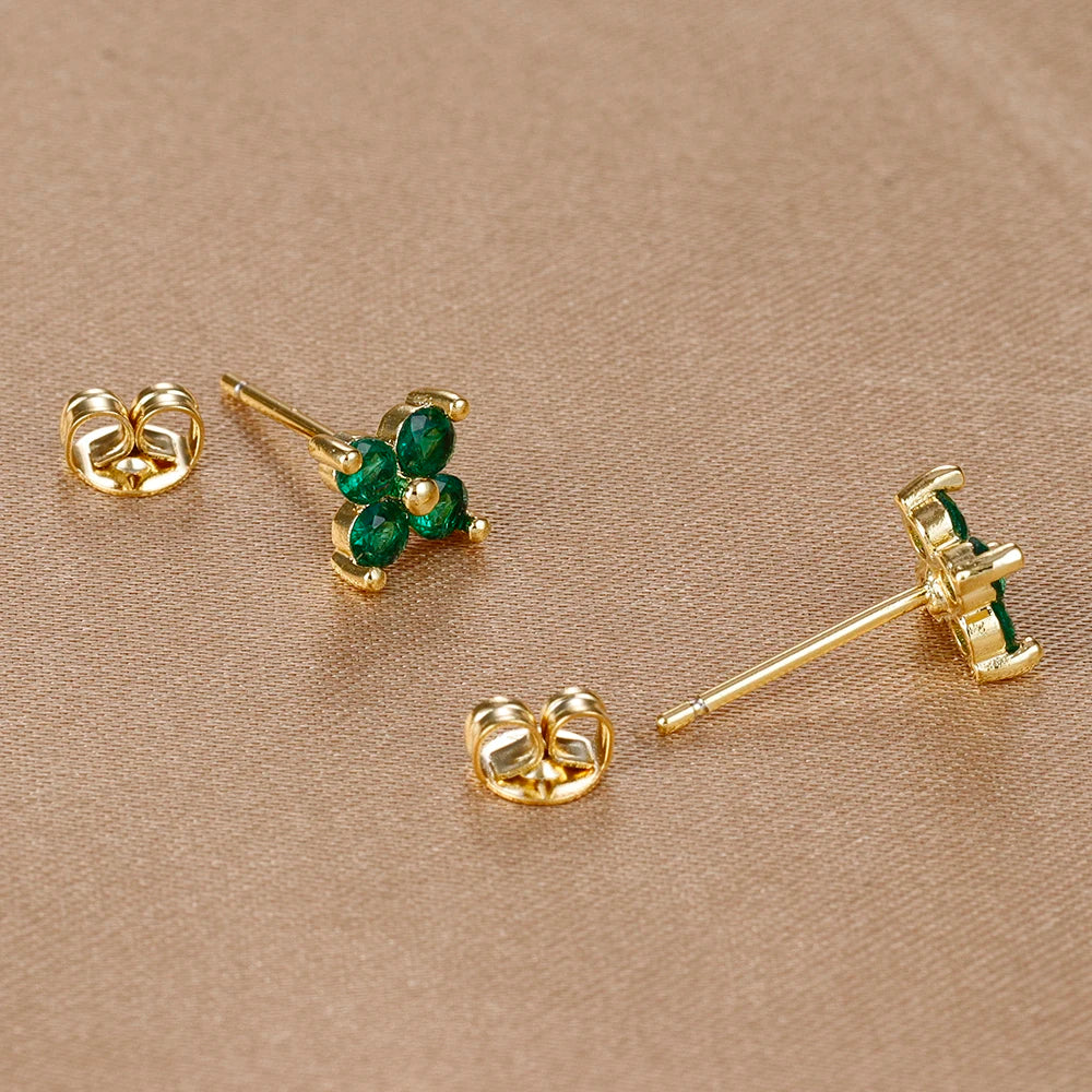 Stainless Steel Dainty Flower Stud Earring for Women Piercing Cartilage Ear Ring Colorful Zircon Women's Aesthetic Jewelry Gift