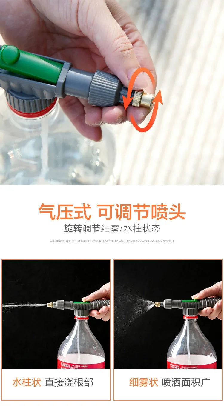 High Pressure Manual Sprayer Adjustable Nozzle Garden & Agriculture Multi-Purpose Ergonomic Tool for Drink Bottles