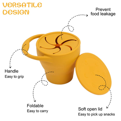 1Pcs Solid Colors Baby Snack Cup Collapsible Portable Food Storage Box Silicone Feeding Snacks Container With Lid Baby Stuff