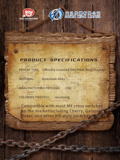 Zomoplus One Piece Metal Keycap Aluminum Artisan Keycap for Mechanical Keyboard Officially Licensed Anime Gaming Keycap