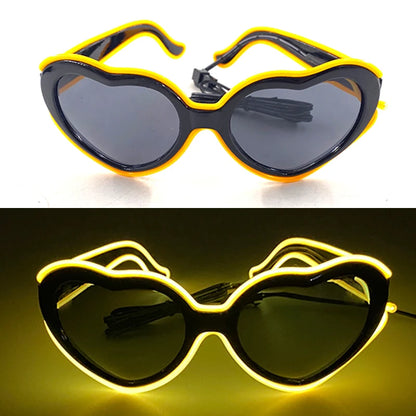 Light Up LED Glasses 5 Colors Heart Shape Glow Glasses Glow in The Dark Party Supplies Neon Party Favors for Kids Adults
