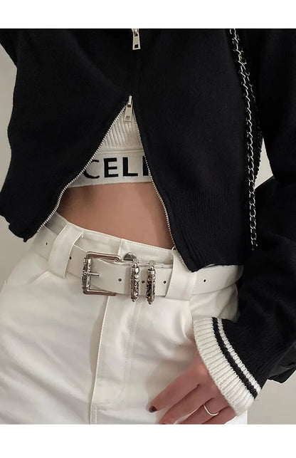 New retro Female Subculture Belt Punk Decorated Jeans Belt Personality Belt White Belt
