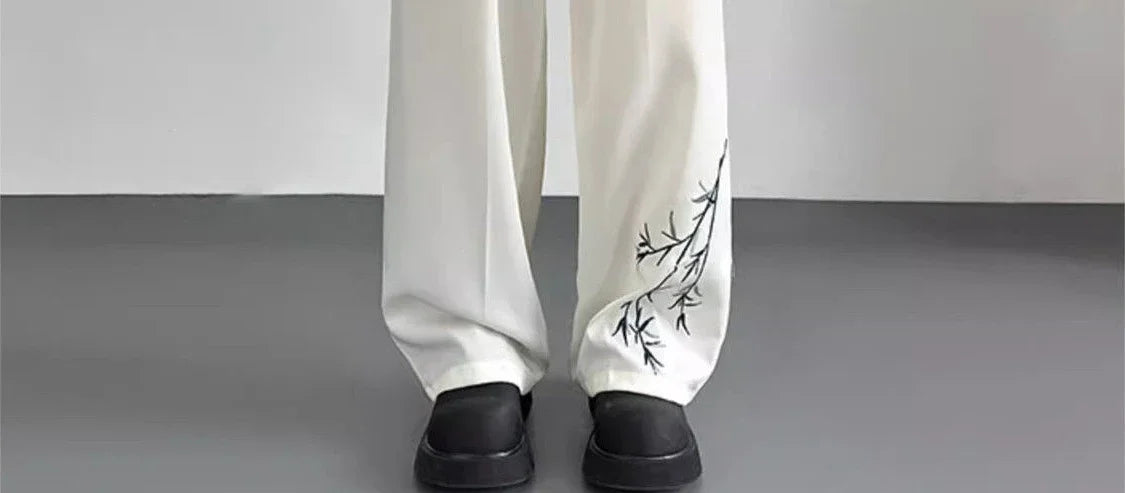 Social Tailoring Business Work Man Suits Pants Office Ice Silk Cooling Trousers for Men Fabric Korean Style Clothes Designer Up