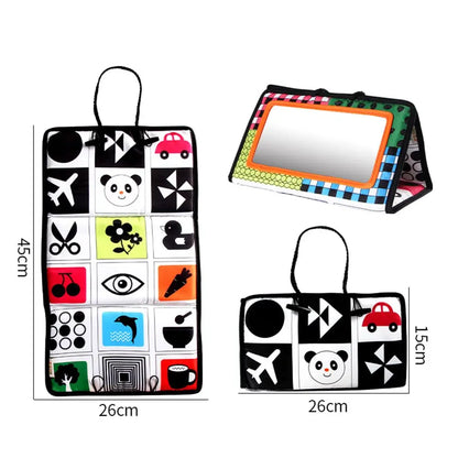 Baby Tummy Time Black and White Newborn Mirror Toys for Babies Montessori Development Crawl High Contrast Activity Sensory Toy