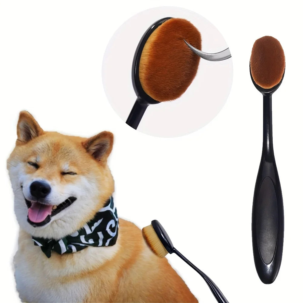 Pet Ear Cleaning Brush with Soft Plastic Bristles – Gentle Paw Cleaner for Dogs and Cats, Comfortable Oval Shaped Handle