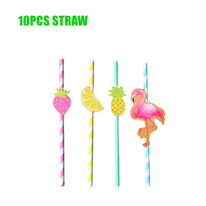 Hawaii Party Decorations Disposable Tableware Hawaii Summer Tropical Party Supplies Flamingo Aloha Birthday Party Decoration