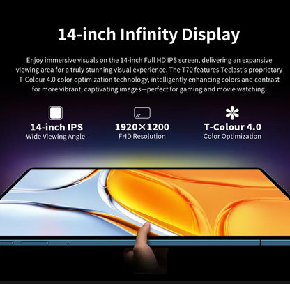 Teclast T70 Tablet MTK G99 Octa-Core 14inch FHD IPS Display 8GB RAM 256GB ROM Android 14 WIFI5G 10000mAh 13MP+8MP 4G Dual SIM