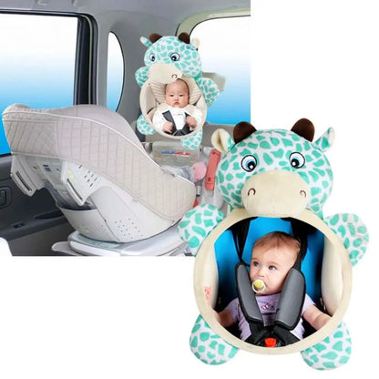 Cute Baby Rear Facing Mirrors Cartoon Plush Toy Soft Safety Baby Observation Mirror Non-slip Interactive Car Rear Seat Mirror