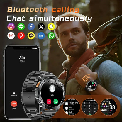 New For HUAWEI 1000mAh Large Capacity Battery Smart Watch Men Outdoor Flashlight BT Call Waterproof Sport Fitness SmartWatches
