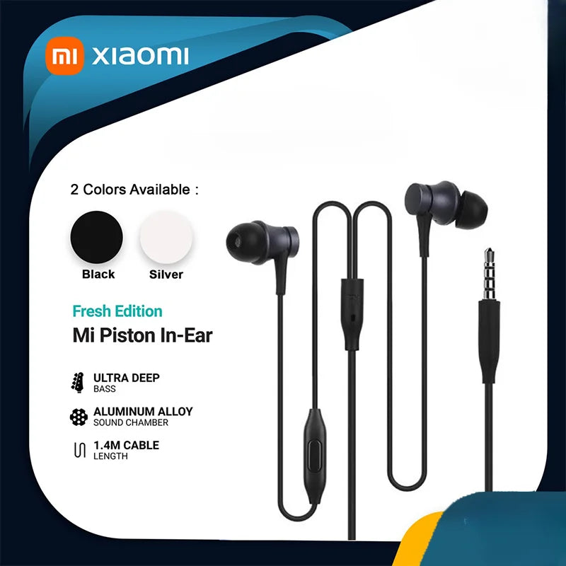Xiaomi Mijia Smart Earphones Piston 3 Fresh Version In-Ear With Mic Wire Control For Mobile Phone For Xiaomi 5 5s 6 For Iphone