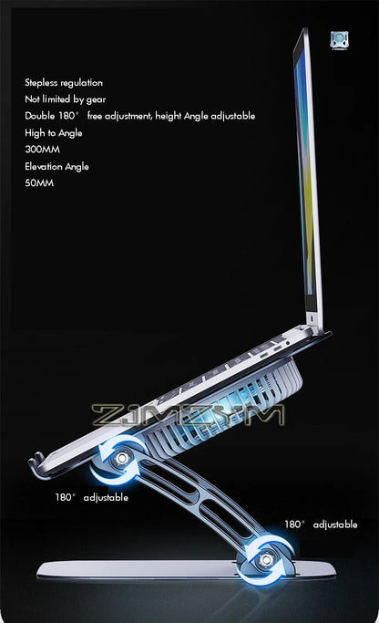 Aluminum Laptop Stand with Cooling Fan Ergonomic Notebook Foldable Cooler Laptop  Adjustable Aluminum Laptop Stand