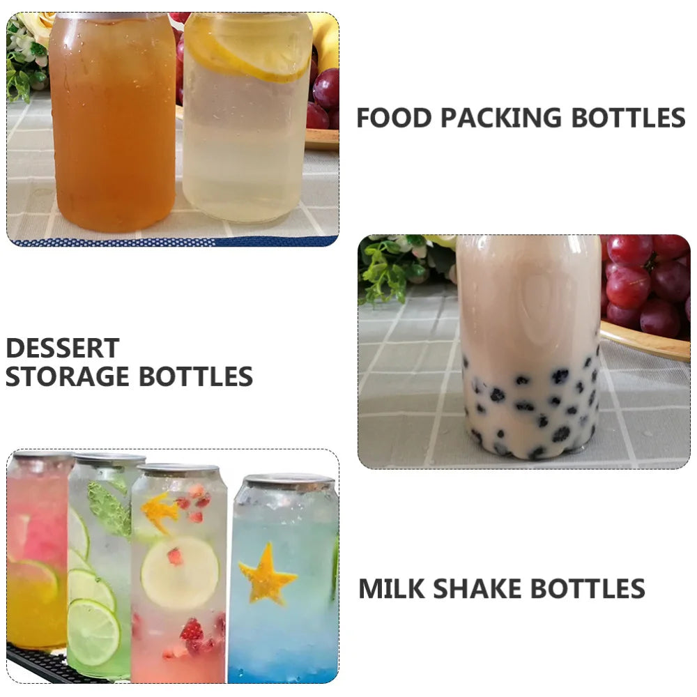 10pcs Disposable Can Milk Tea Cup Transparent Snack Bottle Beverage Bottle Dessert Bottles Milk Tea Shop Kitchen Supply