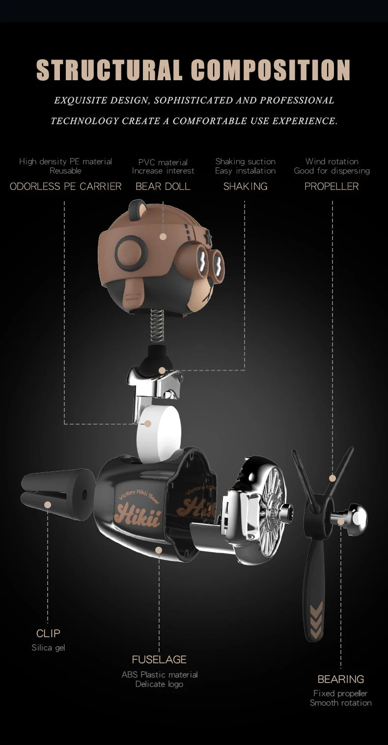 DIY perfume Odorless ornament plane pilot bear car air fresheners decorations accessories aroma vent clip fragrance diffuser men