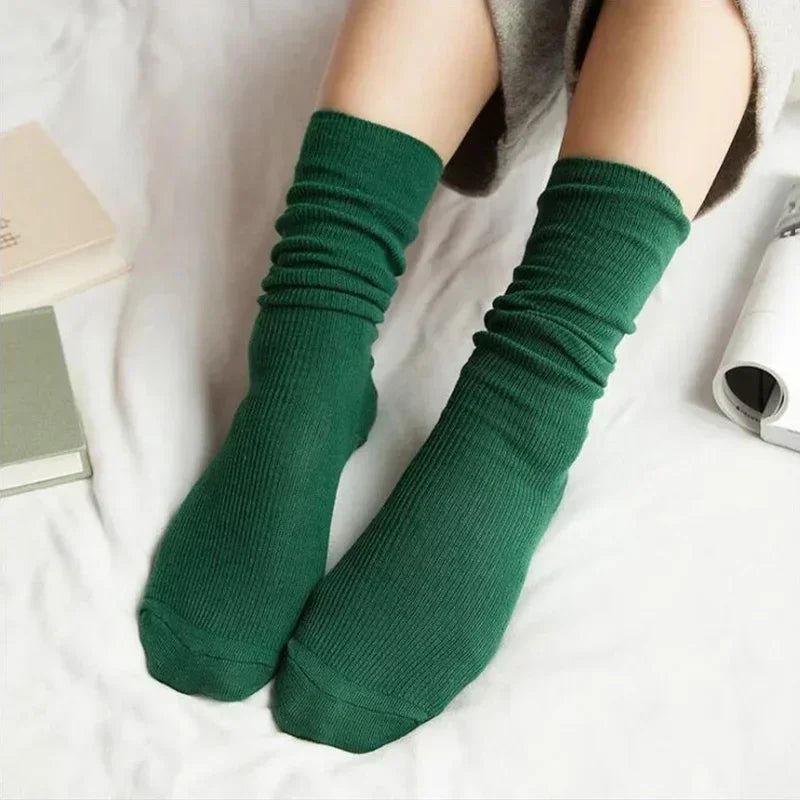 Women's Socks for Woman Winter Autumn Middle Tube Kawaii Cotton Black Red Khaki Feminino Girls Cute Stockings FDT112