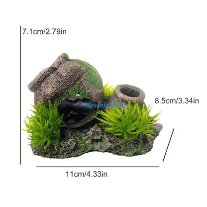 U2JC Fish Shrimp Tanks Broken Crock Ornaments Aquariums Landscaping Figurine