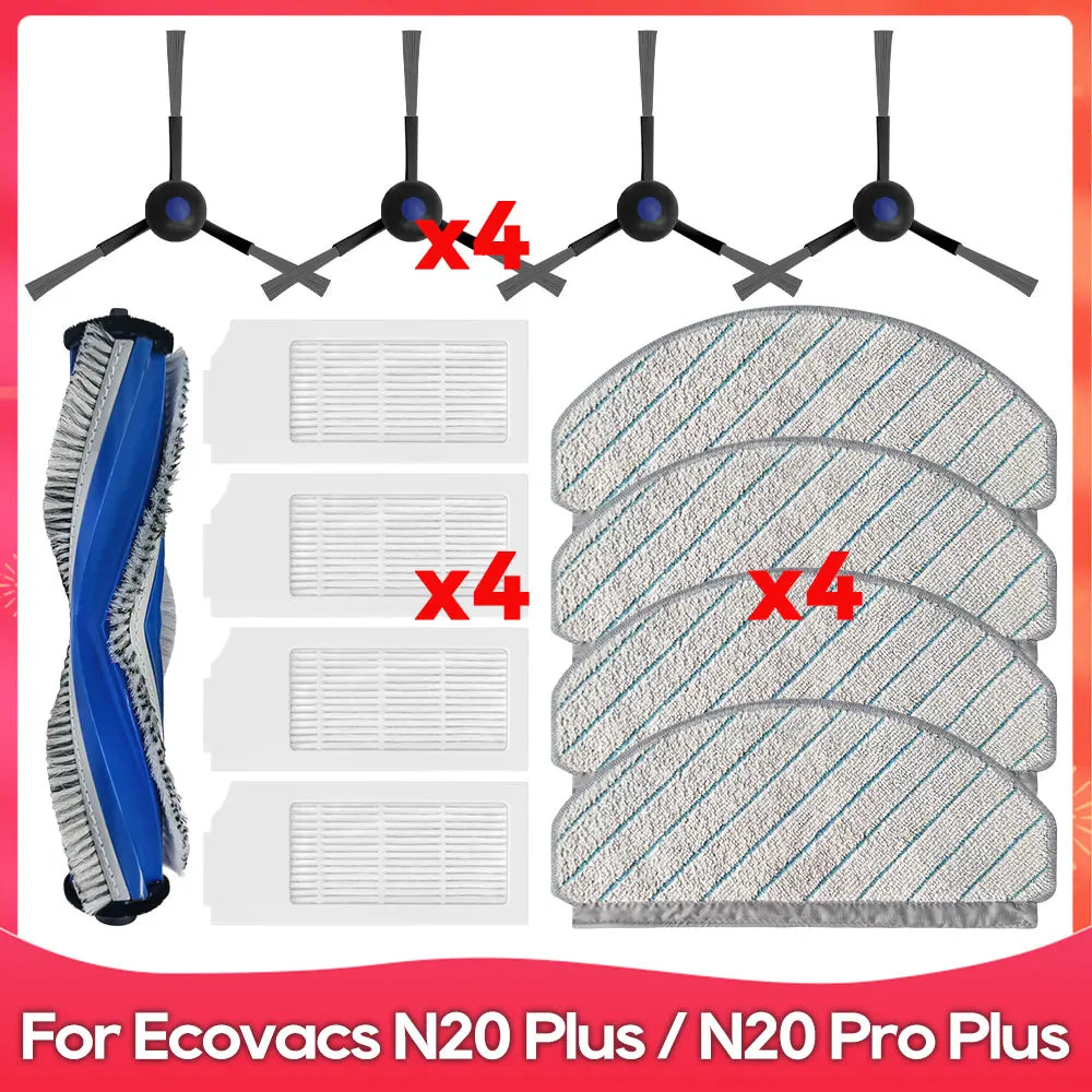 Fit for ( Ecovacs N20 / N20 Plus / N20 Pro Plus / N20+ ) Part Accessory Mop Filter Roller Side Brush Robot Vacuum Cleaner Kit