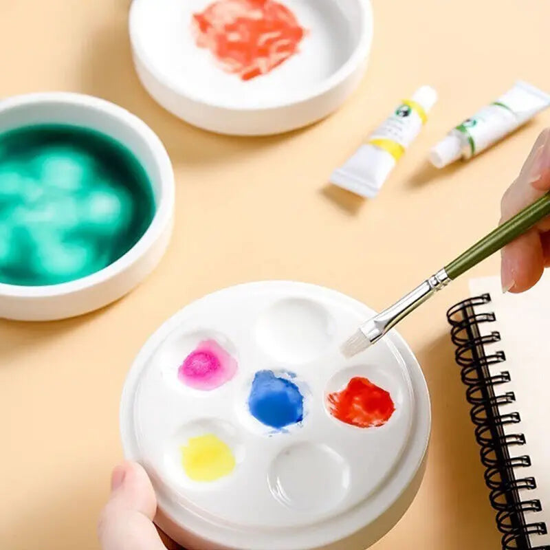 6 Wells Ceramic Artist Paint Palette Watercolor Mixing Tray Paint Tray Rectangle Shape Gouache Ceramic Palette Art Supplies