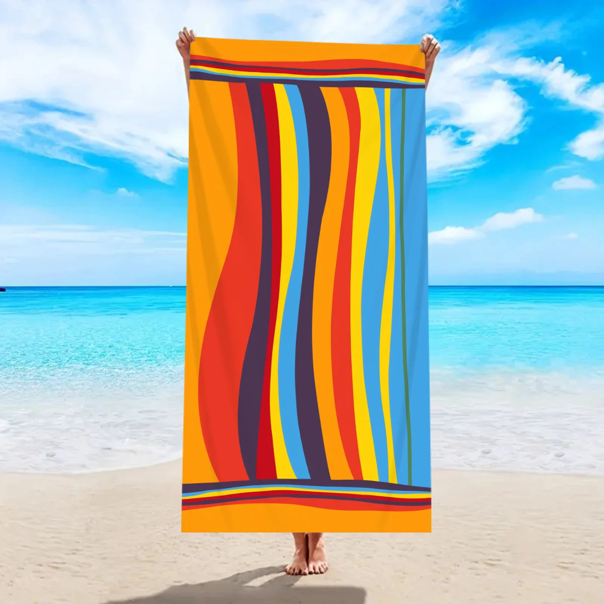 1pc Striped beach towels, ultra-fine fiber beach towels, multifunctional beach towels for swimming and shower rooms