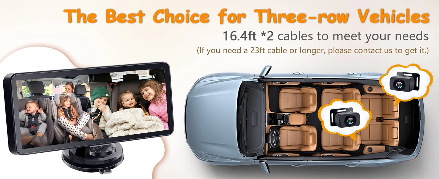 Car Baby Mirror Dual Channel Back Seat Baby Car Camera 1080P with Rear View Car Monitor 6.8'' IPS Screen Kids Pet Night Vision