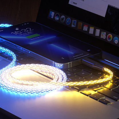 3 in 1 Glowing LED Light 6A 66W Fast Charging Micro USB Type C Cable For iPhone Samsung Xiaomi Redmi Phone Charger USB Cable