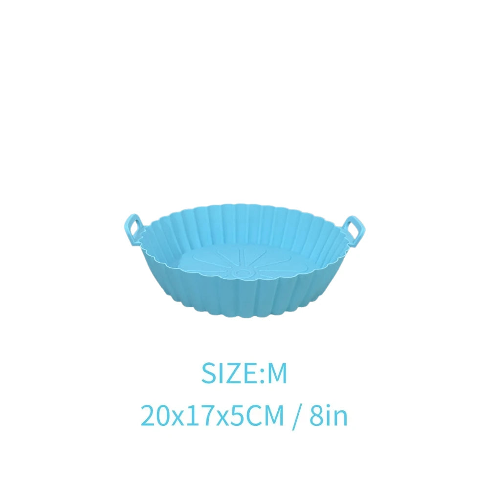 Airfryer Silicone Basket Reusable Baking Tray Silicone Mold for AirFryer Pizza Fried Chicken Basket Air Fryer Liners Accessories
