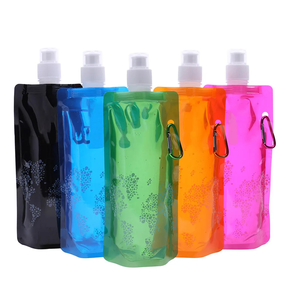 Foldable Silicone Soft Flask Water Bottle Ultralight Outdoors Traveling Sport Running Kettle Folding Water Bottle Water Bag