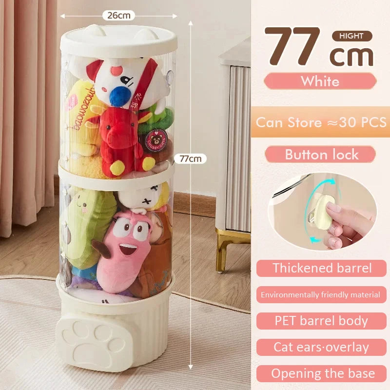 Doll Storage Bucket Transparent Moistureproof Storage Tube for Children's Plush Toys Organizer Home Organization and Storage