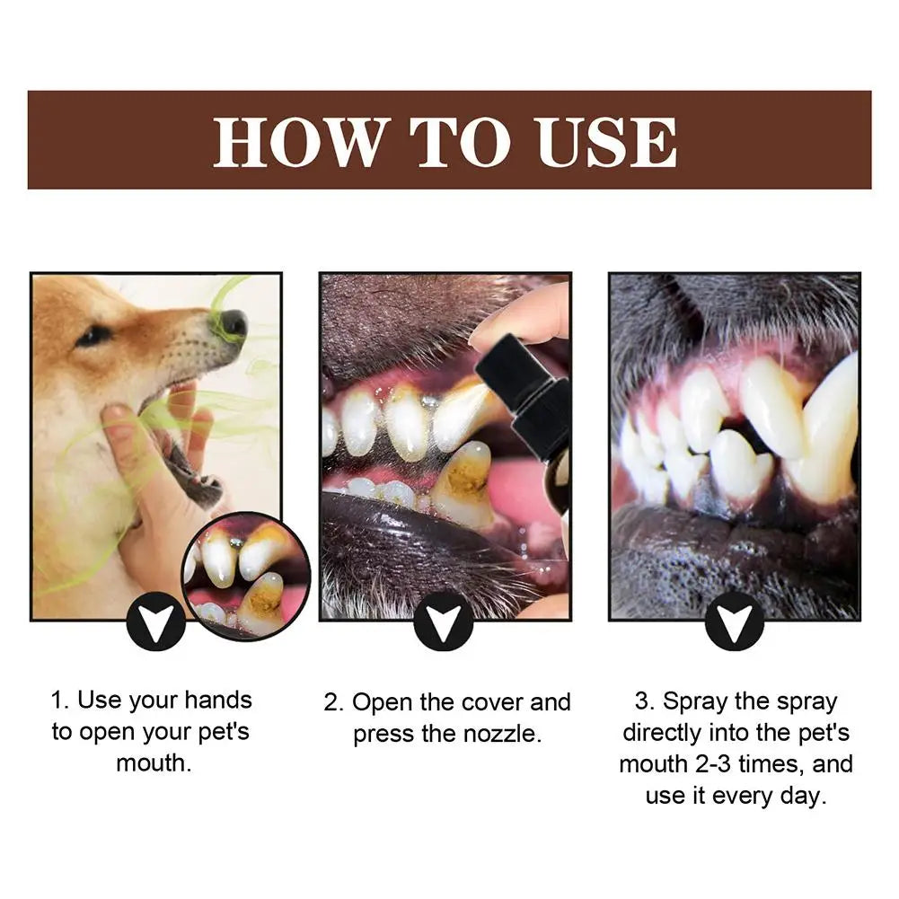 Pet Oral Care Spray Teeth Cleanse Tartar Removal Dental Care Deodorization Remove Bad Breath Freshener Dog Mouth Cleaning Liquid