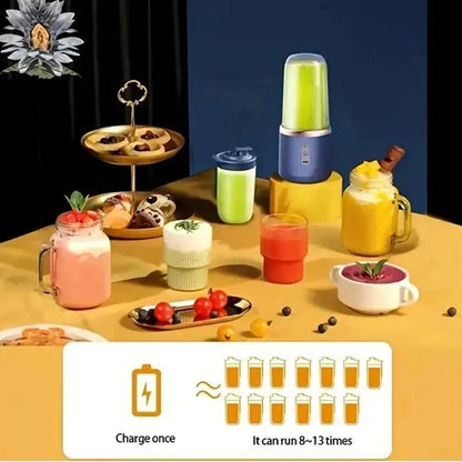 Portable electric juicer, multifunctional dual cup juicer, fruit blender, milkshake, USB rechargeable blender, smoothie maker