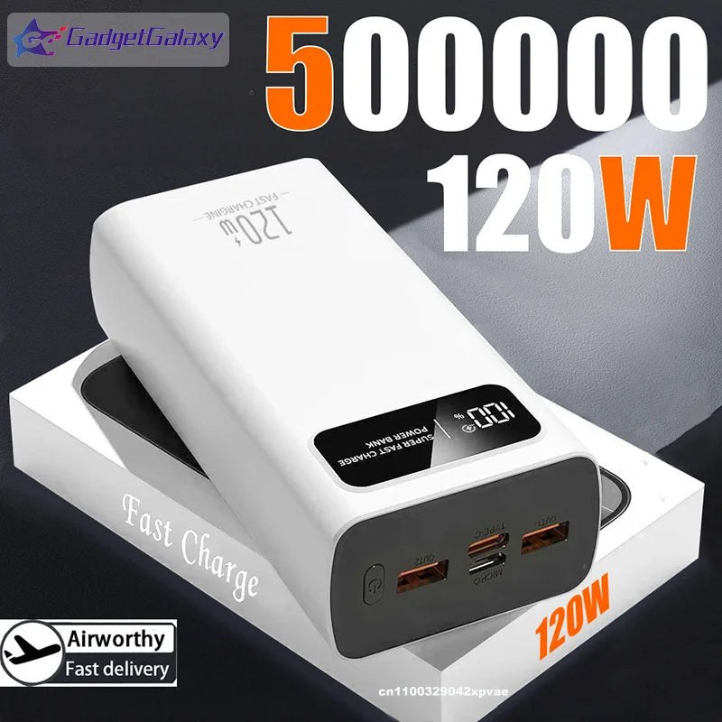 200000mAh Portable Power Bank 120W Super Fast Charging External Battery High-capacity LED Digital Display For Phone Durable